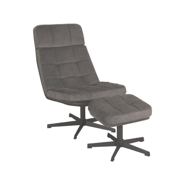 LABEL51 Fauteuil Alvar - Antraciet - Cosmo - Incl. Hocker Alvar