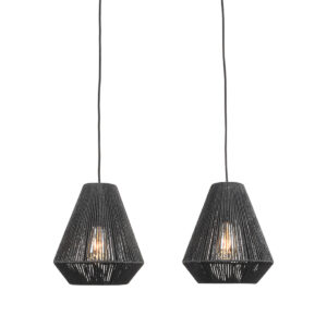 LABEL51 Hanglamp Ibiza - Zwart - Jute - 2-Lichts