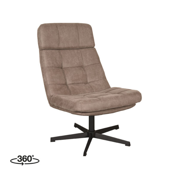 LABEL51 Fauteuil Alvar - Taupe - Micro Suede