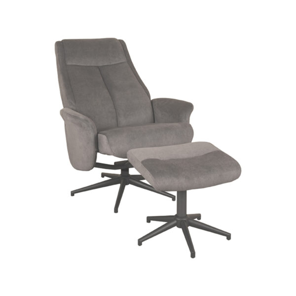 LABEL51 Fauteuil Bergen - Antraciet - Cosmo - Incl. Hocker Cosmo