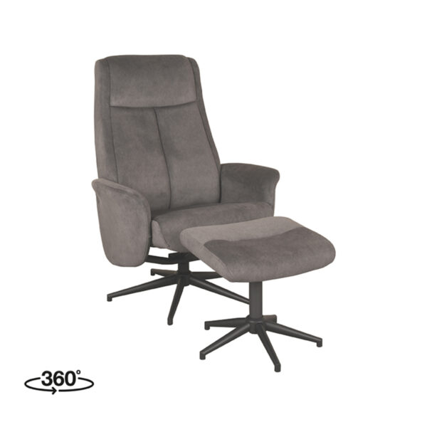 LABEL51 Fauteuil Bergen - Antraciet - Cosmo - Incl. Hocker