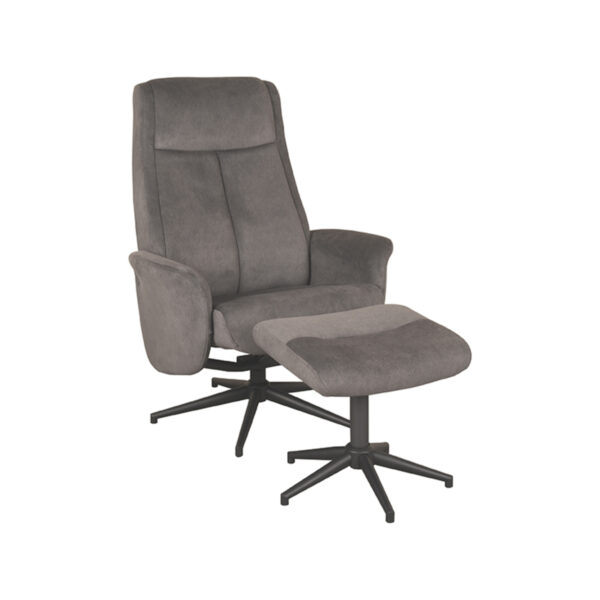 LABEL51 Fauteuil Bergen - Antraciet - Cosmo - Incl. Hocker Bergen