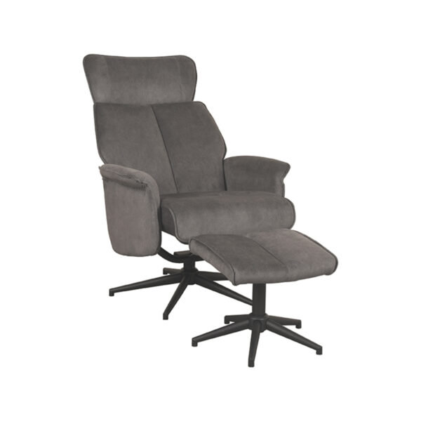 LABEL51 Fauteuil Verdal - Antraciet - Cosmo - Incl. Hocker Cosmo