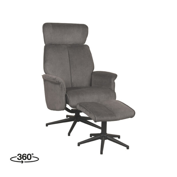 LABEL51 Fauteuil Verdal - Antraciet - Cosmo - Incl. Hocker