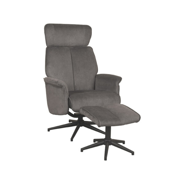 LABEL51 Fauteuil Verdal - Antraciet - Cosmo - Incl. Hocker Verdal