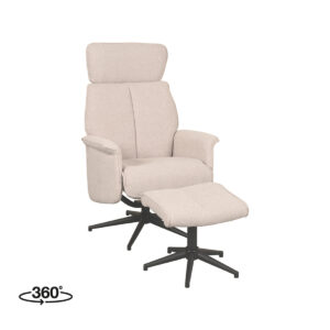 LABEL51 Fauteuil Verdal - Naturel - Boucle - Incl. Hocker