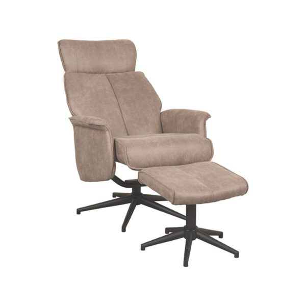 LABEL51 Fauteuil Verdal - Taupe - Micro Suede - Incl. Hocker Micro Suede