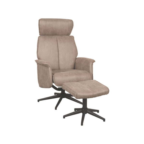 LABEL51 Fauteuil Verdal - Taupe - Micro Suede - Incl. Hocker Verdal