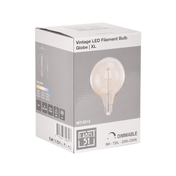 LABEL51 Lichtbron Led Kooldraadlamp Bol - Glas - XL Glas