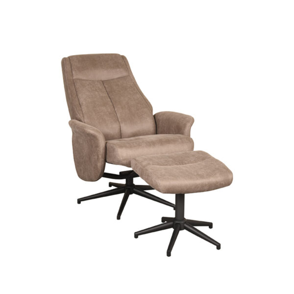 LABEL51 Fauteuil Bergen - Taupe - Micro Suede - Incl. Hocker Micro Suede