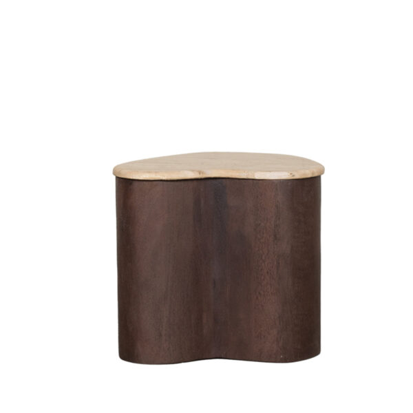 LABEL51 Bijzettafel Davi - Espresso - Travertin - 40 cm Davi