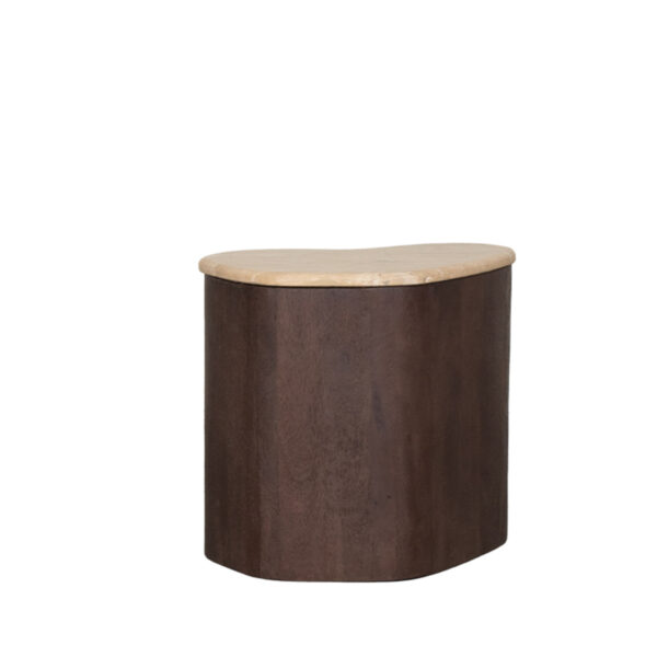 LABEL51 Bijzettafel Davi - Espresso - Travertin - 40 cm Travertin