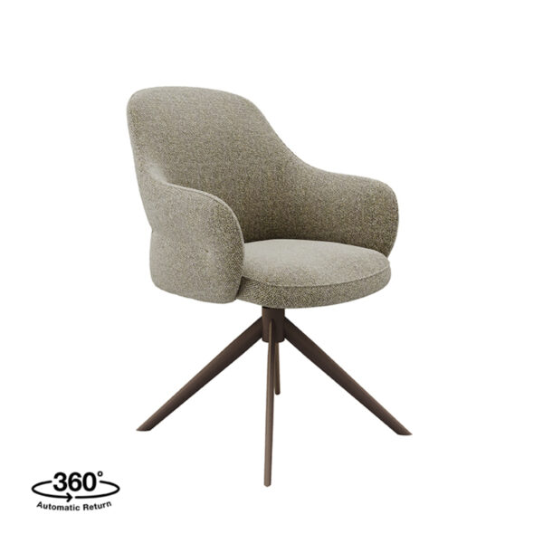 LABEL51 Eetkamerstoel Bern - Truffel grijs - Boucle - Bronze Frame