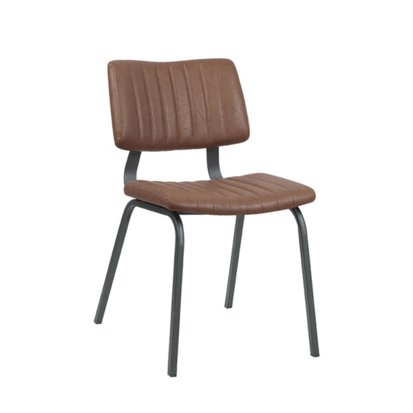 LABEL51 Eetkamerstoel Gusto - Bruin - PU-Leder - Black Frame