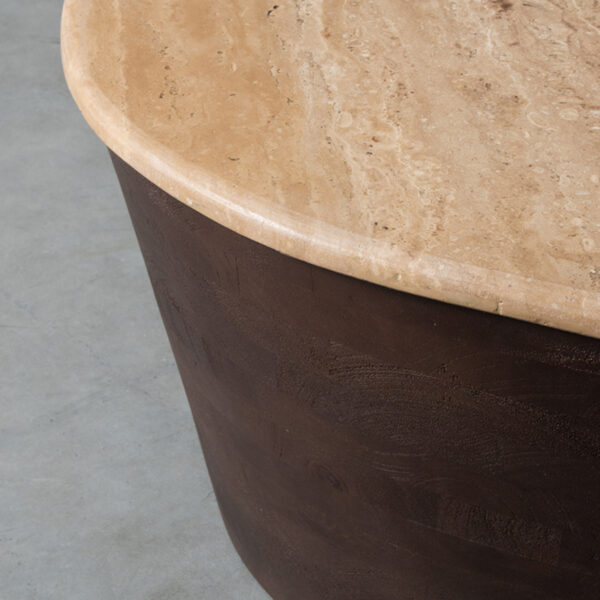 LABEL51 Salontafel Ravi - Espresso - Travertin - 110 cm - Afbeelding 4