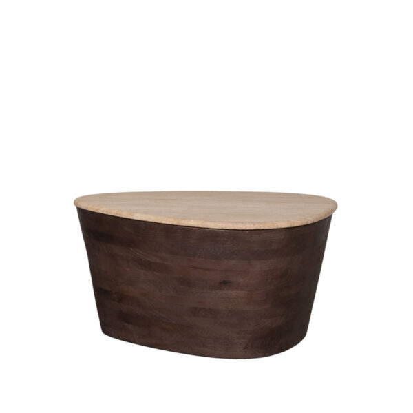 LABEL51 Salontafel Ravi - Espresso - Travertin - 70 cm Ravi