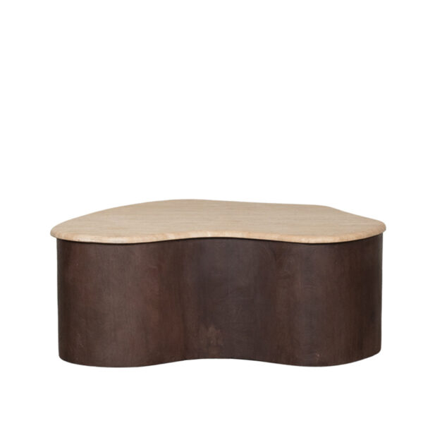 LABEL51 Salontafel Davi - Espresso - Travertin - 80 cm Davi