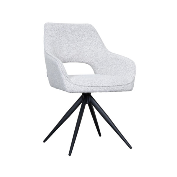 LABEL51 Eetkamerstoel Finley - Wit - Boucle - Black Frame Finley