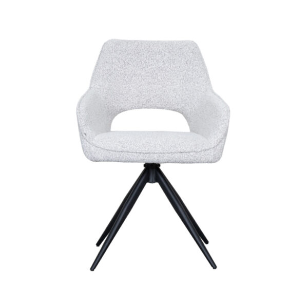 LABEL51 Eetkamerstoel Finley - Wit - Boucle - Black Frame Boucle