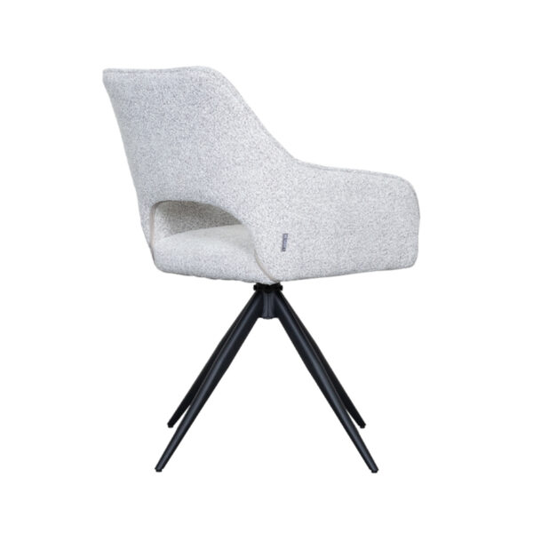 LABEL51 Eetkamerstoel Finley - Wit - Boucle - Black Frame - Afbeelding 5