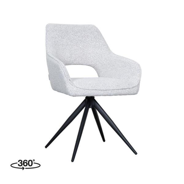 LABEL51 Eetkamerstoel Finley - Wit - Boucle - Black Frame