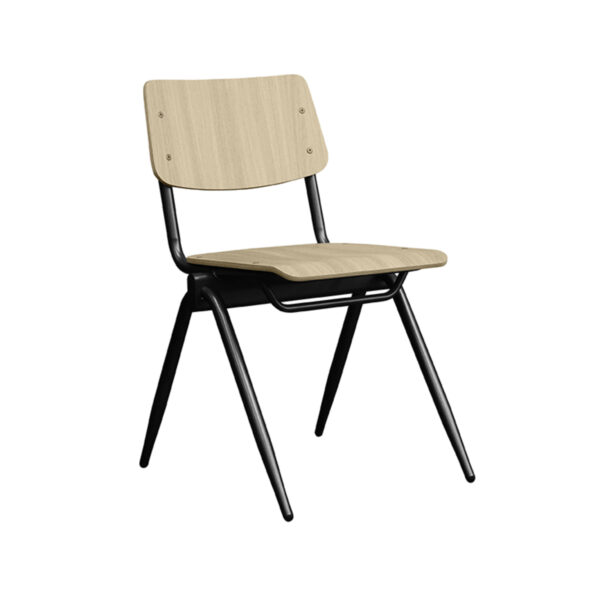 LABEL51 Eetkamerstoel Solid - Naturel - Hout - Black Frame