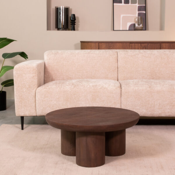 LABEL51 Salontafel Olly - Espresso - Mangohout - 90 cm - Rond Olly