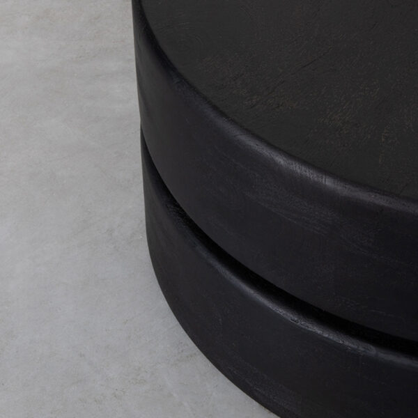 LABEL51 Salontafel Milly - Zwart - Mangohout - 70 cm - Rond - Afbeelding 4