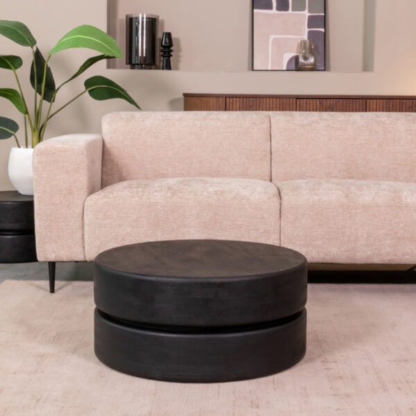 LABEL51 Salontafel Milly - Zwart - Mangohout - 70 cm - Rond Milly