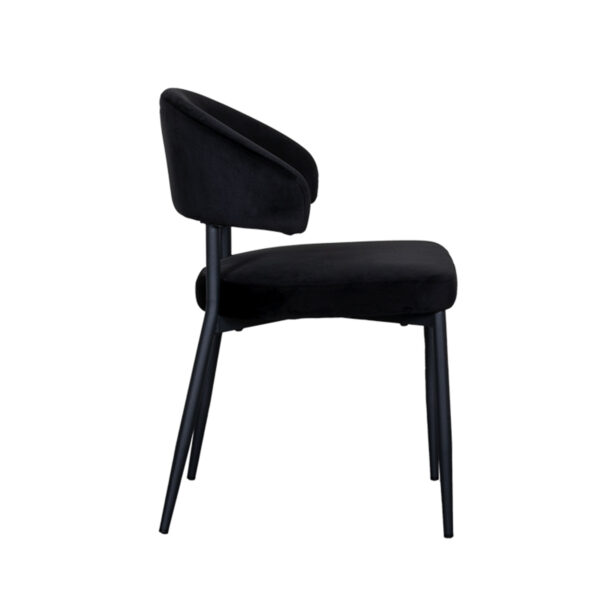 LABEL51 Eetkamerstoel Bliss - Zwart - Fluweel - Black Frame Fluweel