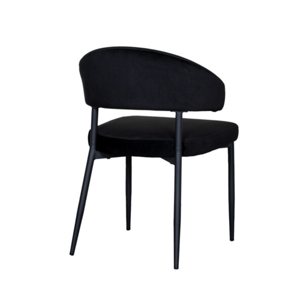 LABEL51 Eetkamerstoel Bliss - Zwart - Fluweel - Black Frame - Afbeelding 4