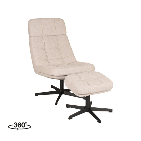 LABEL51 Fauteuil Alvar - Naturel - Boucle - Incl. Hocker - Afbeelding 4