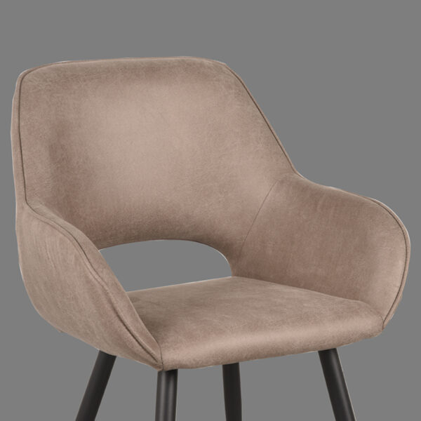 LABEL51 Eetkamerstoel Fer - Taupe - Micro Suede - Black Frame - Afbeelding 5