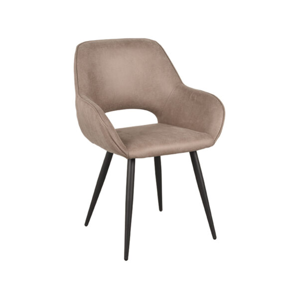 LABEL51 Eetkamerstoel Fer - Taupe - Micro Suede - Black Frame