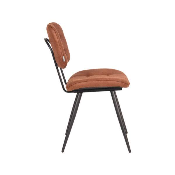 LABEL51 Eetkamerstoel Gus - Cognac - Microfiber - Black Frame Microfiber