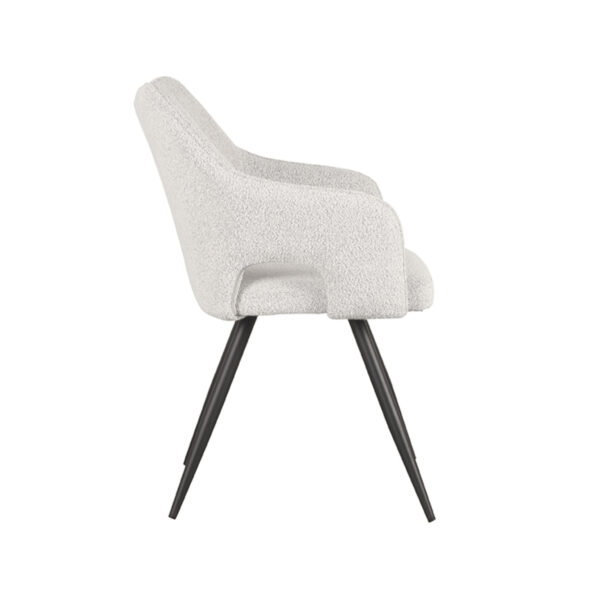LABEL51 Eetkamerstoel Noud - Wit - Boucle - Black Frame Boucle