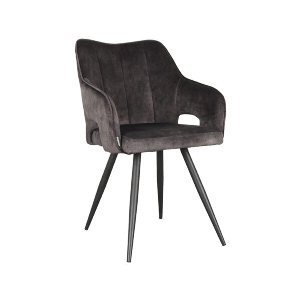 LABEL51 Eetkamerstoel Noud - Antraciet - Velours - Black Frame