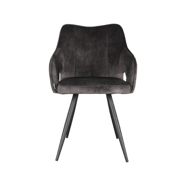 LABEL51 Eetkamerstoel Noud - Antraciet - Velours - Black Frame Noud