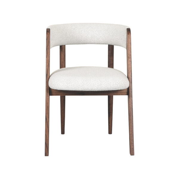 LABEL51 Eetkamerstoel Sasha - Wit - Boucle - Walnut Oak Frame Sasha
