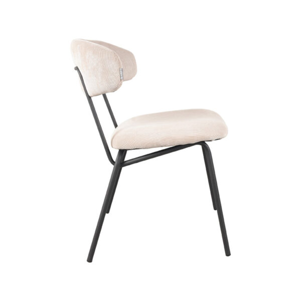 LABEL51 Eetkamerstoel Zack - Naturel - Ribcord - Black Frame Ribcord
