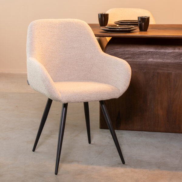 LABEL51 Eetkamerstoel Fender - Naturel - Boucle - Black Frame Boucle