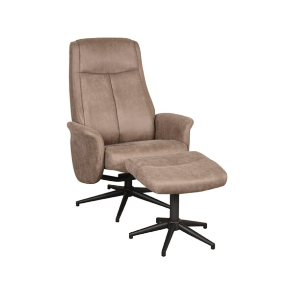 LABEL51 Fauteuil Bergen - Taupe - Micro Suede - Incl. Hocker Micro Suede