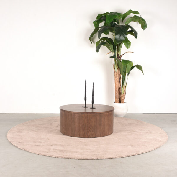 LABEL51 Salontafel Oliva - Walnoot - Eiken - 70 cm - Rond Eiken