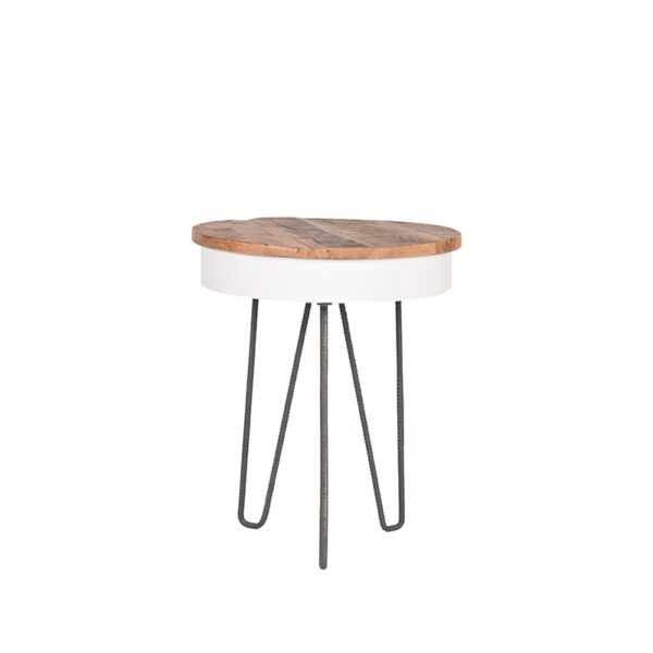 LABEL51 Bijzettafel Saria - Wit - Mangohout - 44 cm - Rond Saria