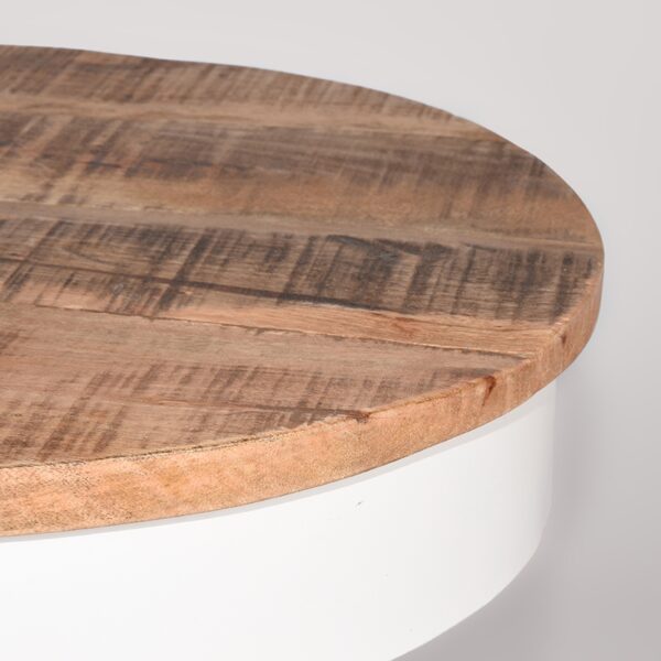 LABEL51 Bijzettafel Saria - Wit - Mangohout - 44 cm - Rond - Afbeelding 5