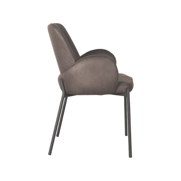 LABEL51 Eetkamerstoel Jari - Antraciet - Microfiber - Black Frame Microfiber