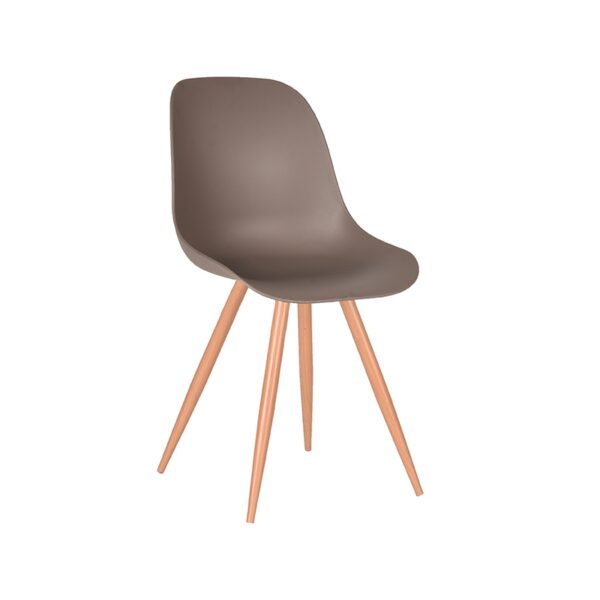 LABEL51 Eetkamerstoel Rimini - Coffee - Kunststof - Oak Metal Woodcover