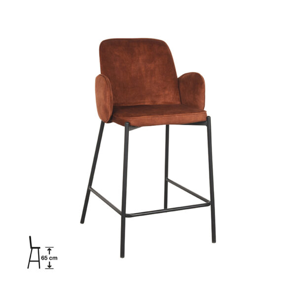 D-MAXX Barkruk Jari - Rust - Velours - Zithoogte 65