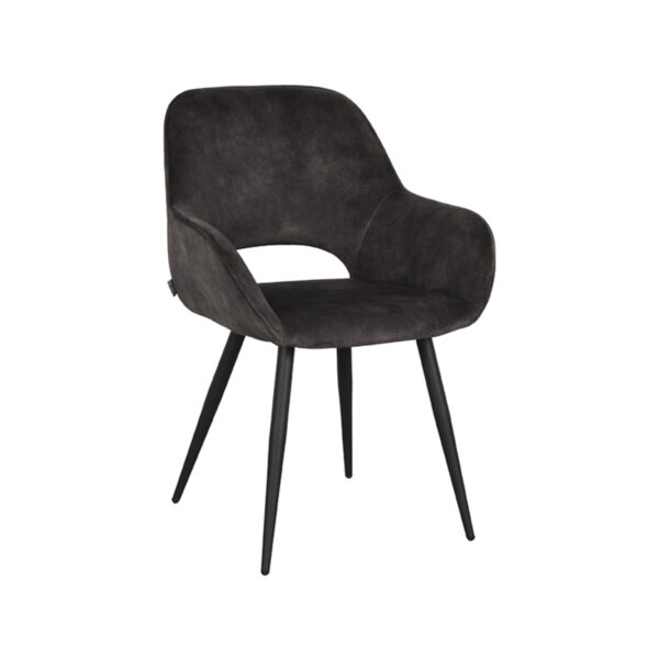 LABEL51 Eetkamerstoel Fer - Antraciet - Velours - Black Frame