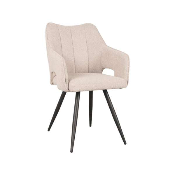 LABEL51 Eetkamerstoel Noud - Naturel - Boucle - Black Frame Boucle